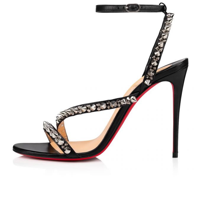 Christian Louboutin Mafaldina Spikes 100 Sandals Sandaler Dame Sort Sølv | DK-07834