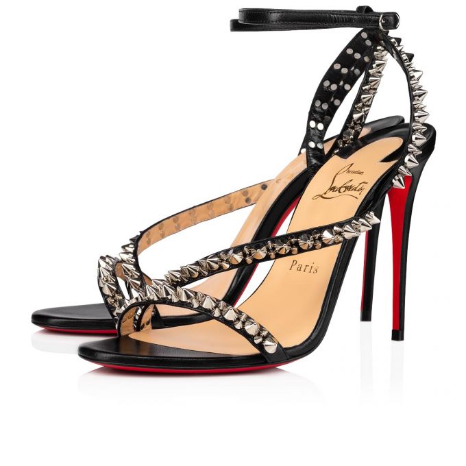 Christian Louboutin Mafaldina Spikes 100 Sandals Sandaler Dame Sort Sølv | DK-07834