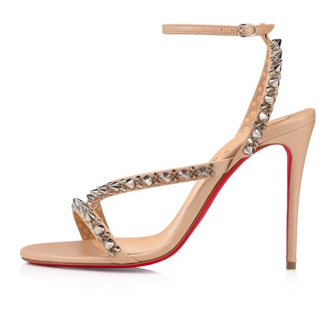 Christian Louboutin Mafaldina Spikes 100 Nappa Sandals Sandaler Dame Beige | DK-67005