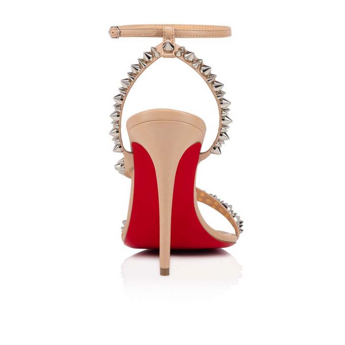 Christian Louboutin Mafaldina Spikes 100 Nappa Sandals Sandaler Dame Beige | DK-67005