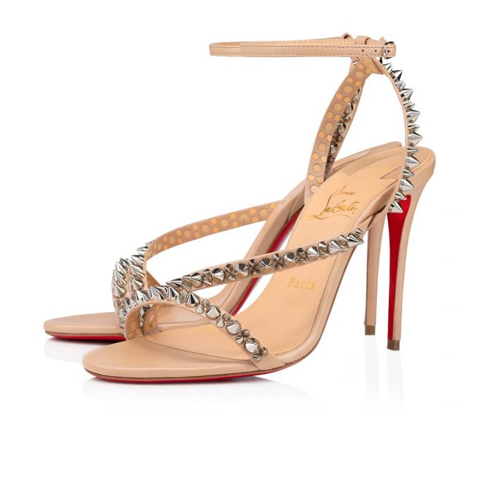 Christian Louboutin Mafaldina Spikes 100 Nappa Sandals Sandaler Dame Beige | DK-67005