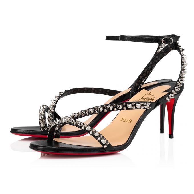 Christian Louboutin Mafaldina Spikes 70 Sandals Sandaler Dame Sort Sølv | DK-85027