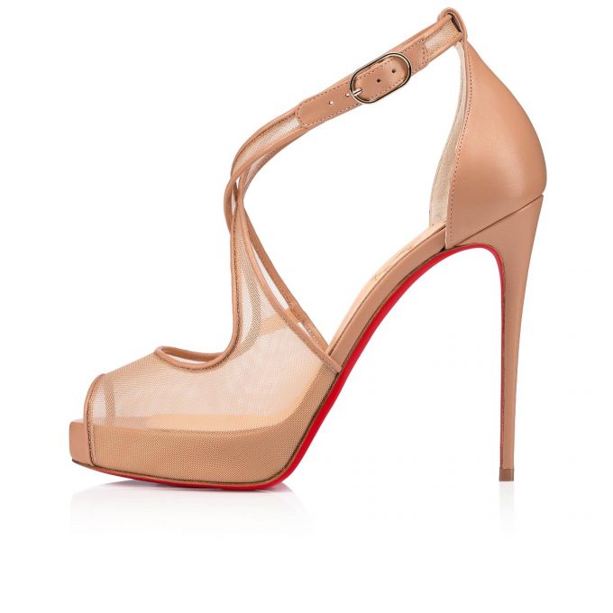 Christian Louboutin Mariacar 120 Fishnet Platforms Platforms Dame Beige | DK-17894