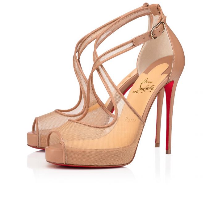 Christian Louboutin Mariacar 120 Fishnet Platforms Platforms Dame Beige | DK-17894