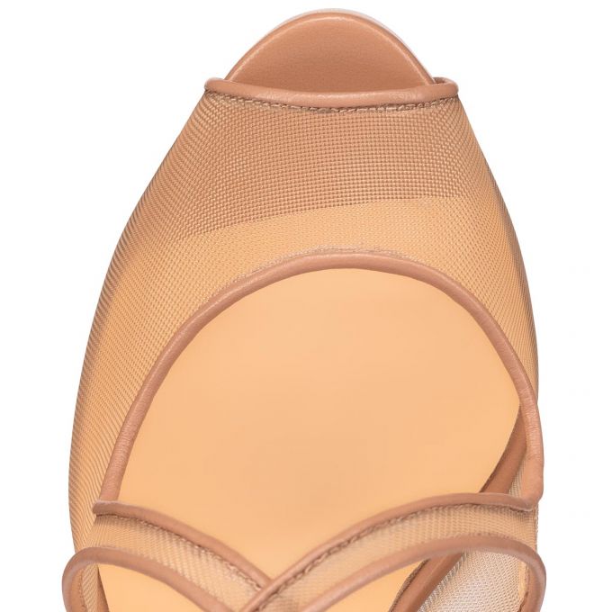 Christian Louboutin Mariacar 120 Fishnet T Páskové T Strap Dame Beige | DK-45532