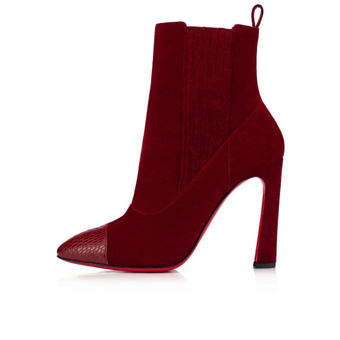 Christian Louboutin Me In The 90s 100 Tanin Veau Velours Boots Støvler Dame Bordeaux | DK-87668