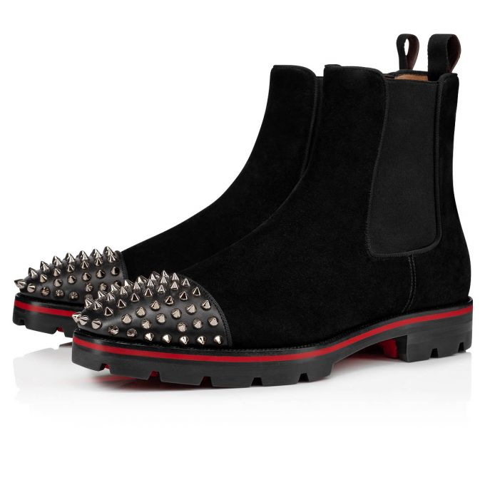 Christian Louboutin Melon Spikes 000 Calf Booty Støvler Herre Sort | DK-62900