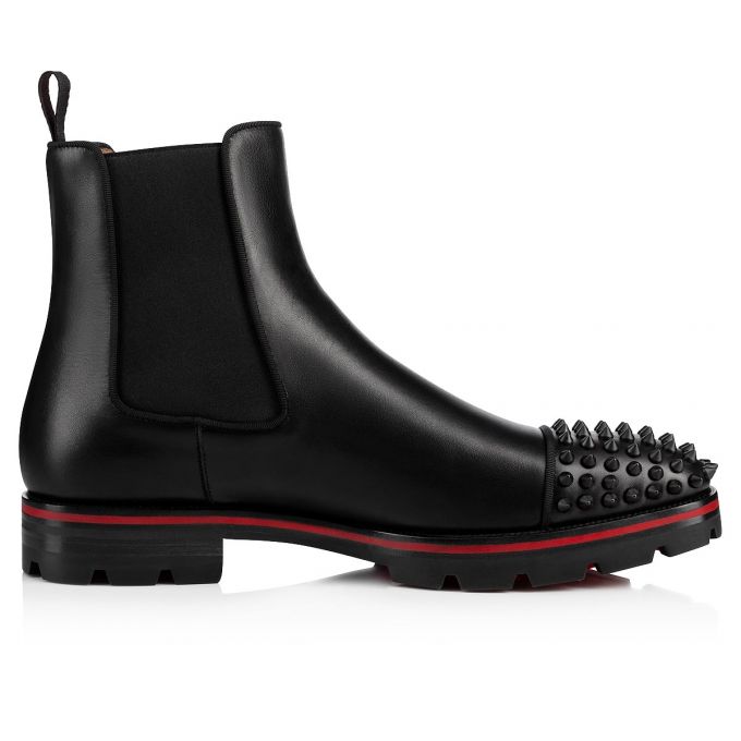 Christian Louboutin Melon Spikes 000 Mat Calf Booty Støvler Herre Sort | DK-38615