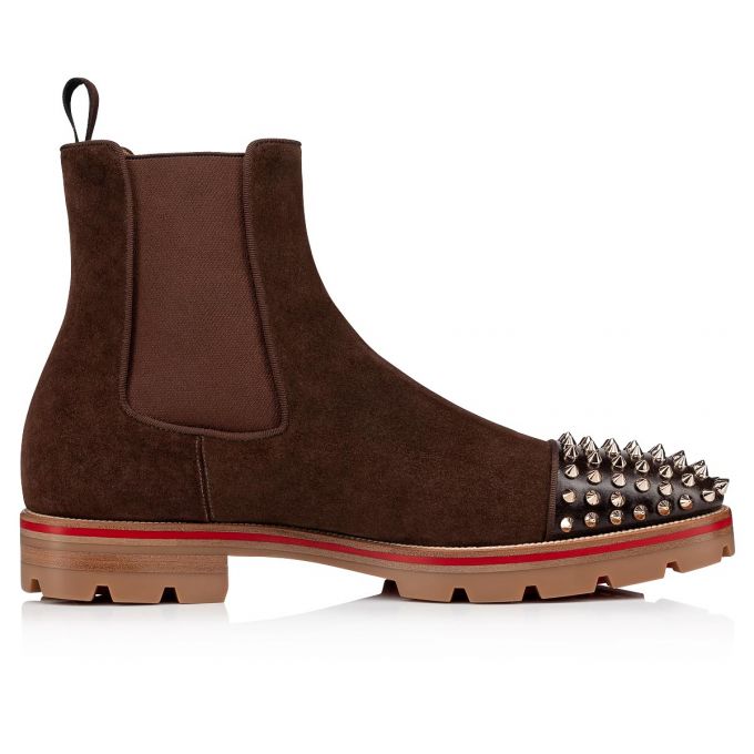 Christian Louboutin Melon Spikes Version Metal Veau Velours Booty Støvler Herre Metal | DK-93120