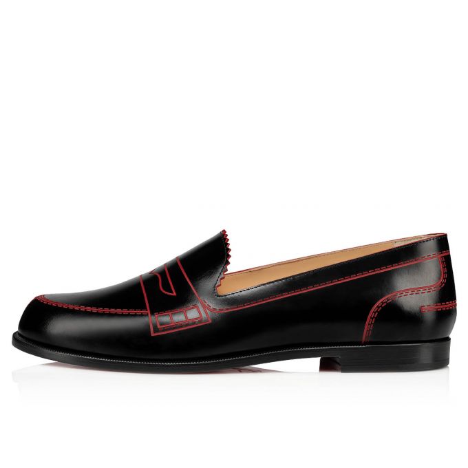 Christian Louboutin Mocalaureat 000 Calf Flats Flats Dame Sort Rød | DK-47750