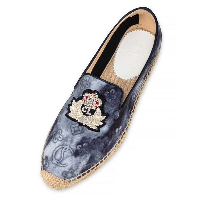 Christian Louboutin Nanou Orlato Bomulds Flats Flats Dame Flerfarvede Blå | DK-80703