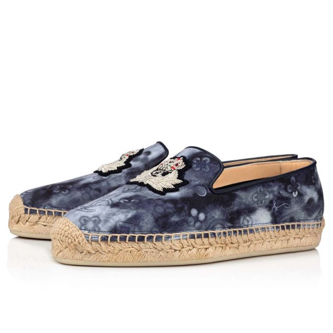 Christian Louboutin Nanou Orlato Bomulds Flats Flats Dame Flerfarvede Blå | DK-80703