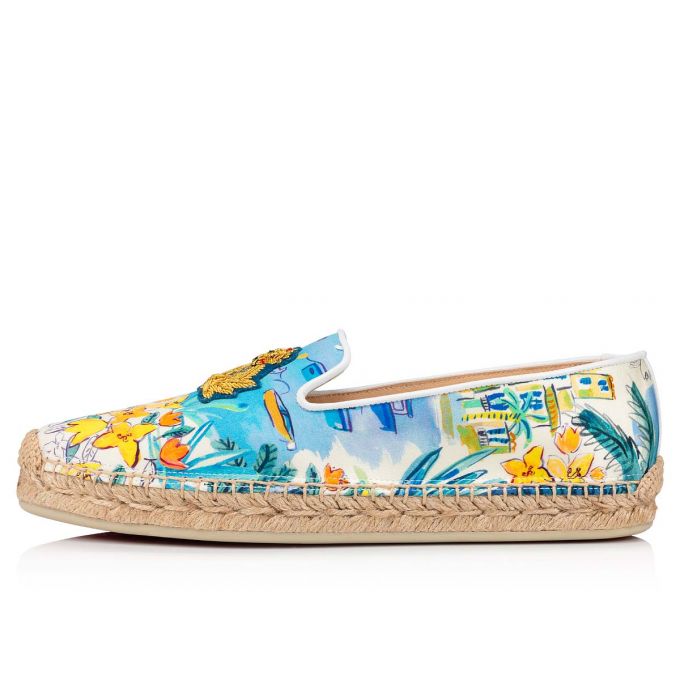 Christian Louboutin Nanou Orlato Crepe Satin/Satin/Lurex Espadrilles Espadrilles Dame Flerfarvede Hvide | DK-51075