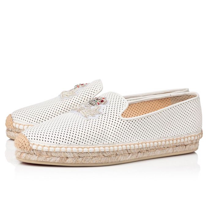 Christian Louboutin Nanou Orlato Nappa Espadrilles Espadrilles Dame Hvide | DK-57250