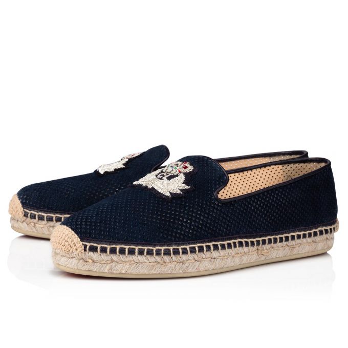 Christian Louboutin Nanou Orlato Veau Velours Flats Flats Dame Blå | DK-15002