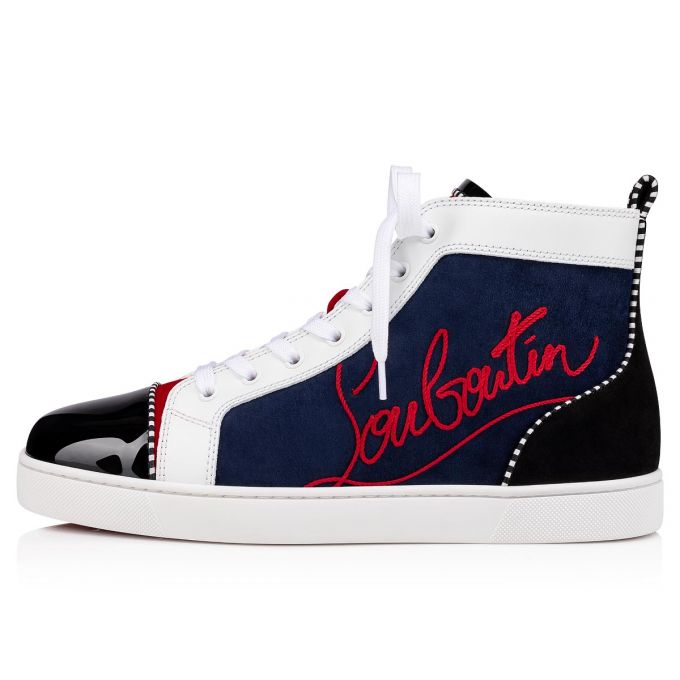 Christian Louboutin Navy Louis 000 Version Veau Velours Sneakers Sneakers Herre Flerfarvede | DK-20574