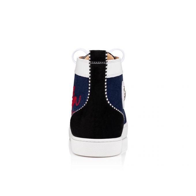 Christian Louboutin Navy Louis 000 Version Veau Velours Sneakers Sneakers Herre Flerfarvede | DK-20574