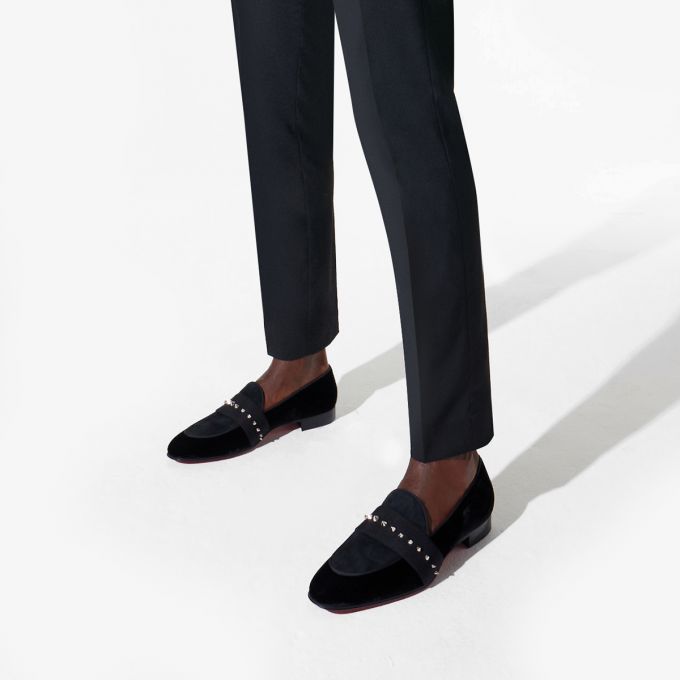 Christian Louboutin Nit Night Classic Fabric Loafer Loafers Herre Sort Sølv | DK-04252