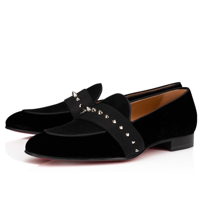 Christian Louboutin Nit Night Classic Fabric Loafer Loafers Herre Sort Sølv | DK-04252