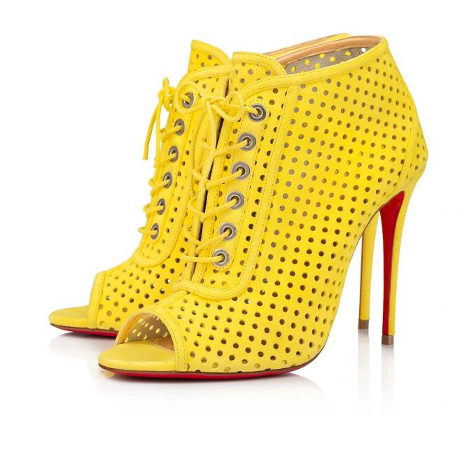 Christian Louboutin Open Ondessa 100 Ruskind Boots Støvler Dame Gul | DK-71471