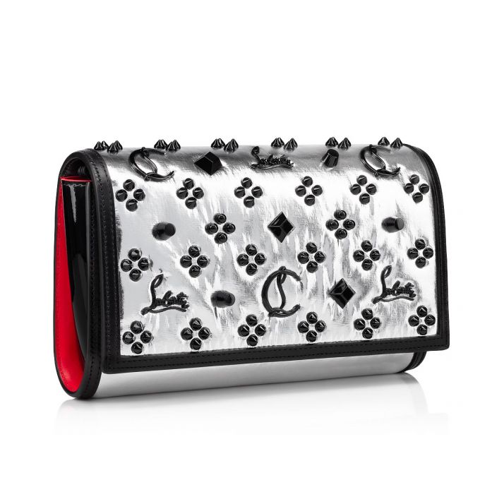 Christian Louboutin Paloma Clutch Creative Fabric Pouches Pouches Dame Sølv Sort | DK-07852