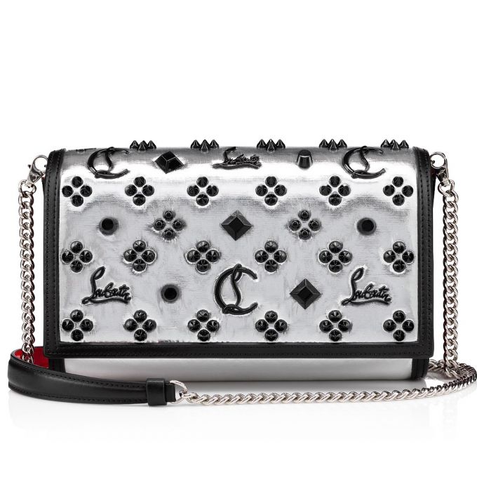 Christian Louboutin Paloma Clutch Creative Fabric Pouches Pouches Dame Sølv Sort | DK-07852