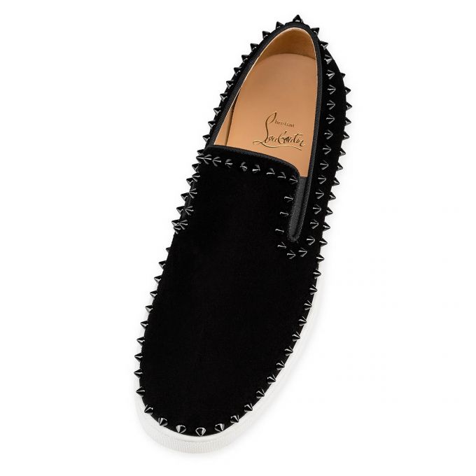 Christian Louboutin Pik Båd 000 Veau Velours Båd Shoes Sejlersko Herre Sort | DK-41287