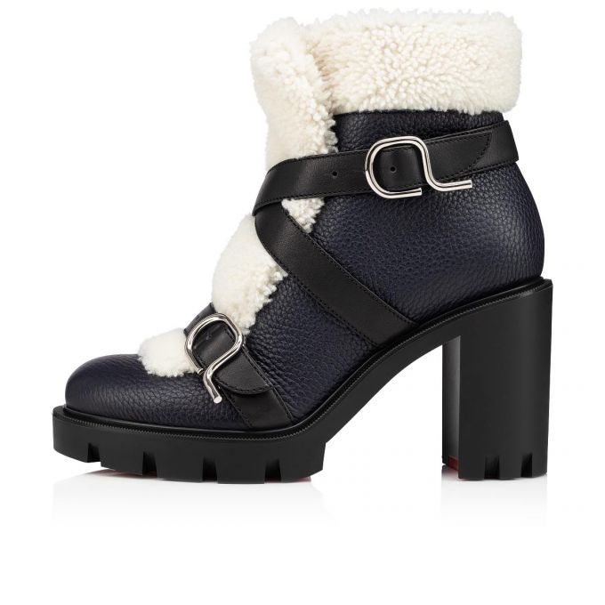 Christian Louboutin Pole Chic 70 Blue/White Calf Boots Støvler Dame Blå Hvide | DK-84290