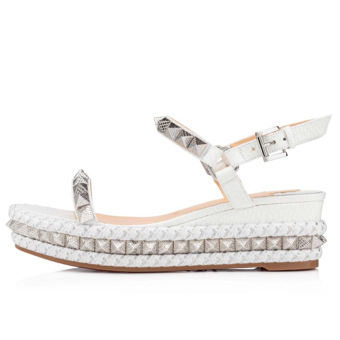 Christian Louboutin Pyraclou 60 Calf Espadrilles Espadrilles Dame Hvide | DK-25169