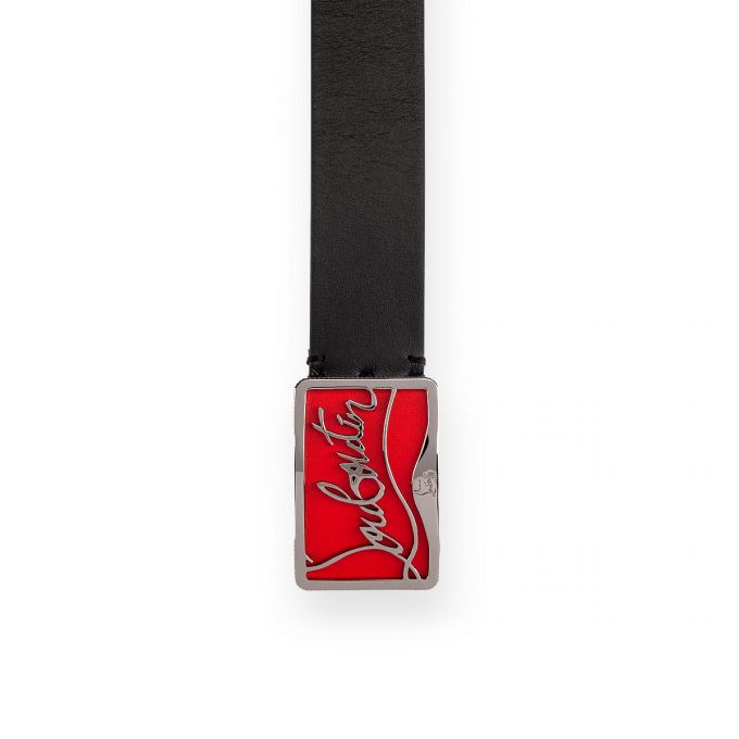 Christian Louboutin Ricky Belt 35 Classic Læder Belts Bælter Herre Sort Rød | DK-56864