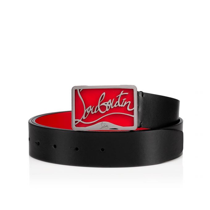 Christian Louboutin Ricky Belt 35 Classic Læder Belts Bælter Herre Sort Rød | DK-56864