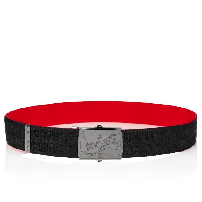 Christian Louboutin Ricky Plate Belt Classic Fabric Belts Bælter Herre Sort | DK-98835