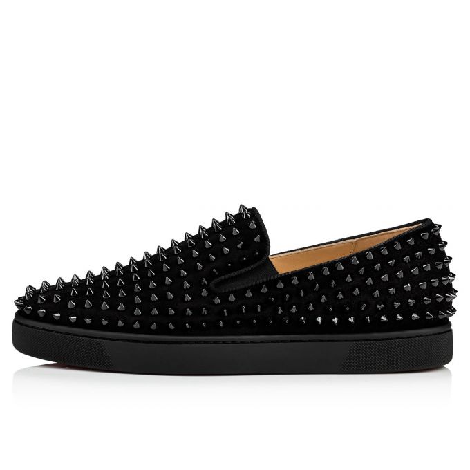 Christian Louboutin Roller-boat 000 Veau Velours Sneakers Sneakers Herre Sort | DK-34914