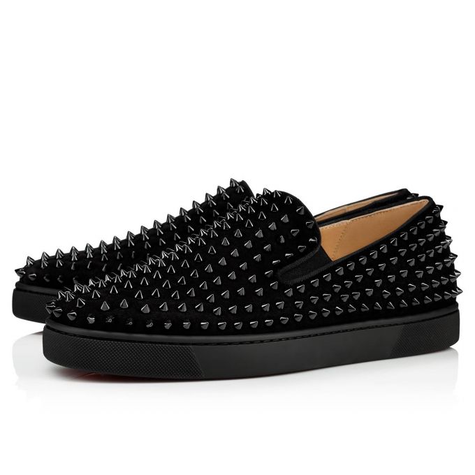 Christian Louboutin Roller-boat 000 Veau Velours Sneakers Sneakers Herre Sort | DK-34914