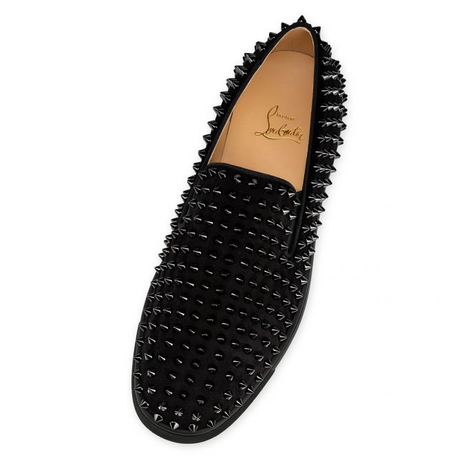 Christian Louboutin Roller-boat 000 Veau Velours Båd Shoes Sejlersko Herre Sort | DK-80313