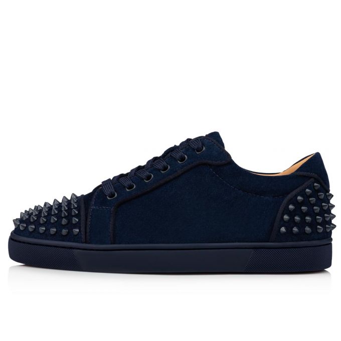 Christian Louboutin Seavaste 2 Orla 000 Mat Veau Velours Sneakers Sneakers Herre Sort Mørkeblå | DK-72395