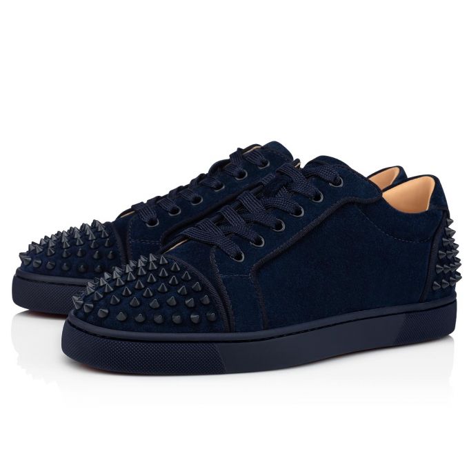 Christian Louboutin Seavaste 2 Orla 000 Mat Veau Velours Sneakers Sneakers Herre Sort Mørkeblå | DK-72395