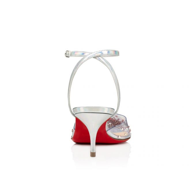 Christian Louboutin Spikaqueen 055 55 Version Pvc Sandals Sandaler Dame Sølv | DK-78889