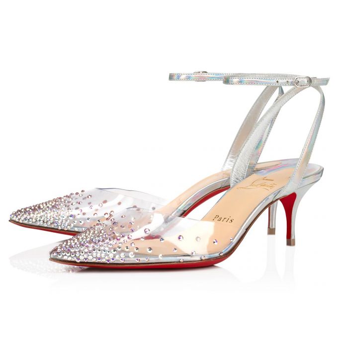 Christian Louboutin Spikaqueen 055 55 Version Pvc Sandals Sandaler Dame Sølv | DK-78889