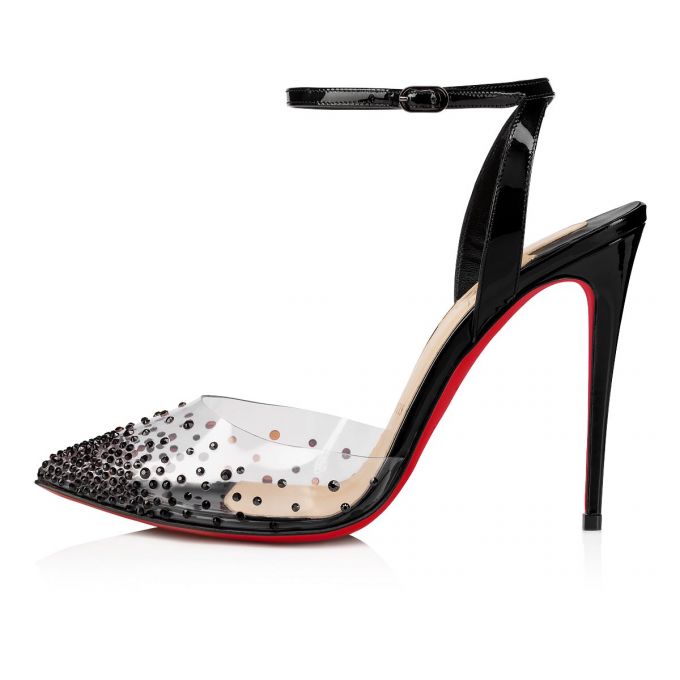 Christian Louboutin Spikaqueen 100 100 Version Pvc Sandals Sandaler Dame Sort | DK-77892