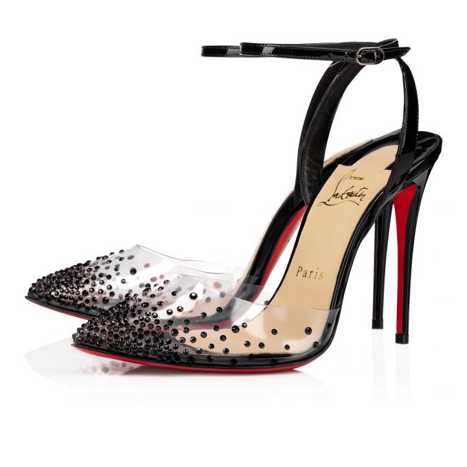 Christian Louboutin Spikaqueen 100 100 Version Pvc Sandals Sandaler Dame Sort | DK-77892