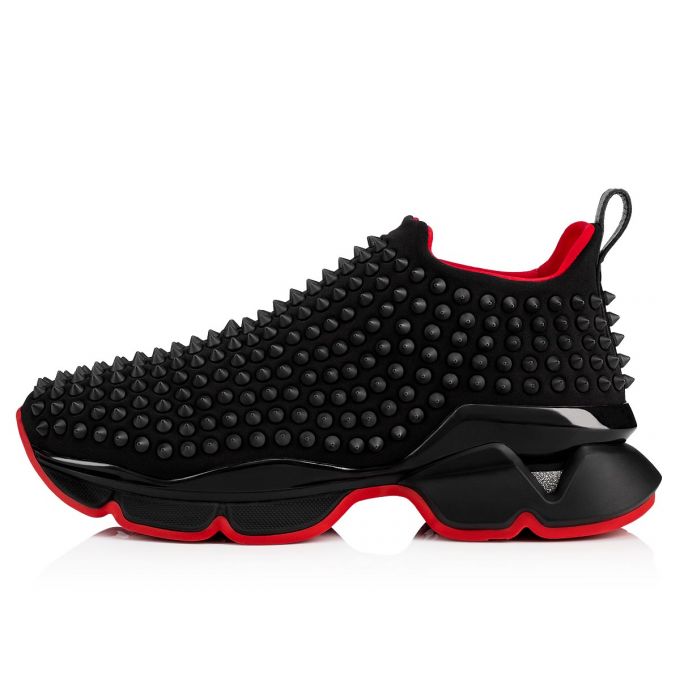 Christian Louboutin Spike Sock Donn 000 Mat Neopren Sneakers Sneakers Dame Sort | DK-34964