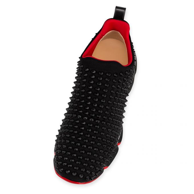 Christian Louboutin Spike Sock Donn 000 Mat Neopren Sneakers Sneakers Dame Sort | DK-34964