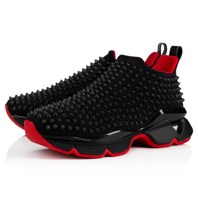 Christian Louboutin Spike Sock Donn 000 Mat Neopren Sneakers Sneakers Dame Sort | DK-34964