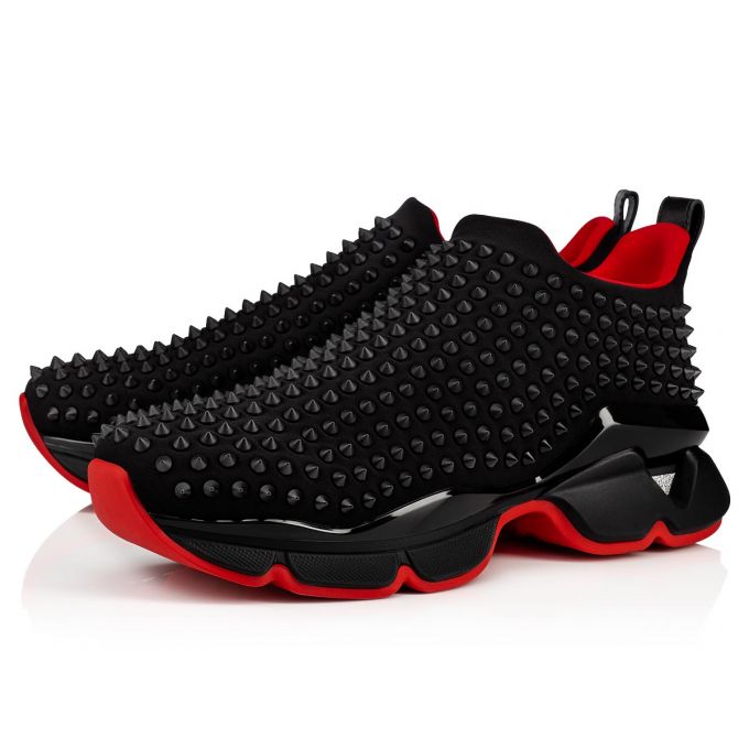 Christian Louboutin Spike-sock 000 Mat Neopren Sneakers Sneakers Herre Sort | DK-34277