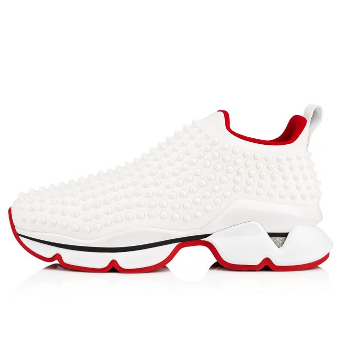 Christian Louboutin Spike-sock 000 Mat Neopren Sneakers Sneakers Herre Hvide Rød | DK-95597