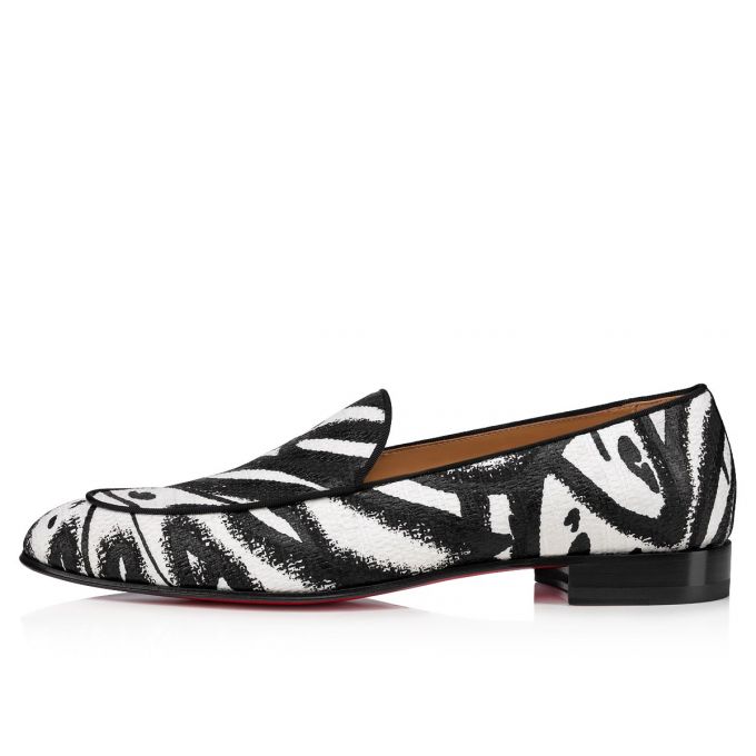 Christian Louboutin Stil On The Nile Bomulds Loafer Loafers Herre Hvide Sort | DK-74347