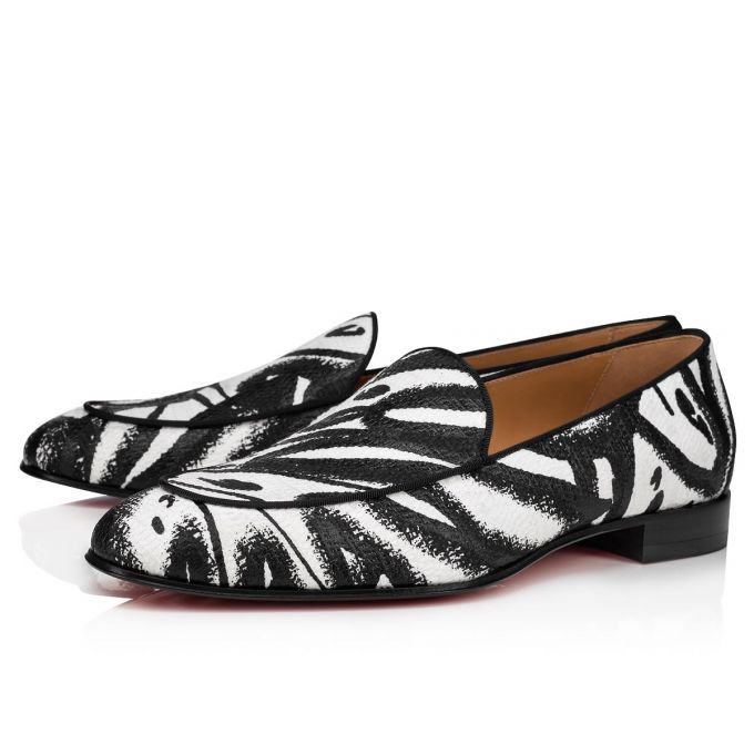 Christian Louboutin Stil On The Nile Bomulds Loafer Loafers Herre Hvide Sort | DK-74347