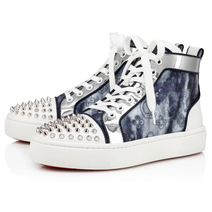 Christian Louboutin Super Lou Spikes Orlato Bomulds Sneakers Sneakers Dame Hvide Flerfarvede | DK-45313