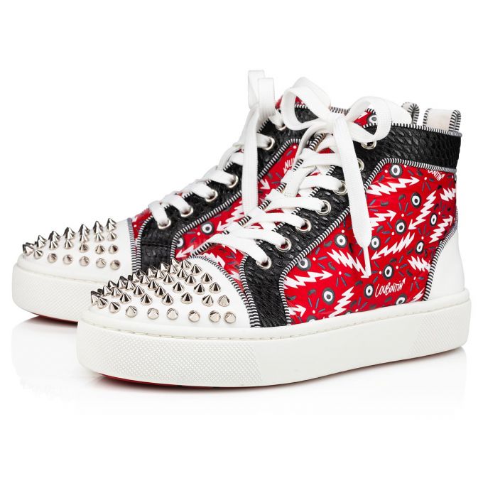 Christian Louboutin Super Lou Spikes Orlato Version Creative Fabric Sneakers Sneakers Dame Rød | DK-55861